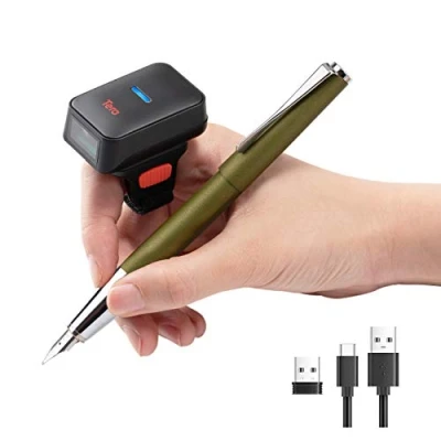 Imagen de Tera Pro Mini Lector de código Barras CCD inalámbrico 1D con Bluetooth 2.4GHz Conexión inalámbrica y por Cable Dedo Mano Anillo portátil Funciona, HW0011