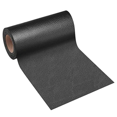 Imagen de Cuero Adhesivo Parches Polipiel, Polipiel Adhesiva Piel para Tapizar 8 x 150 cm Sofás, Asientos De Coche, Silla Oficina, Cabecera, Bolsos, Negro