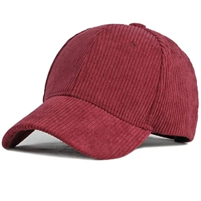 Imagen de XRDSS Gorra de béisbol unisex pana ajustable clásico deportivo sombrero al aire libre sólido gorras, granate, Talla única