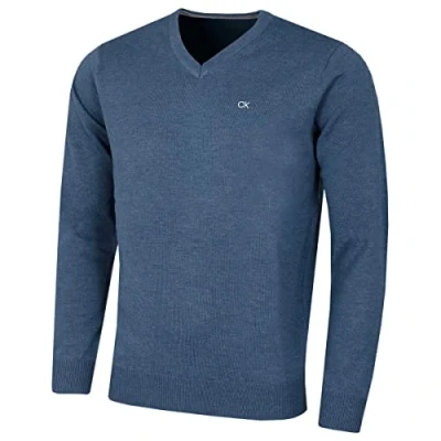 Imagen de Calvin Klein Hombre con Cuello en v algodón suéter Denim Marl XL