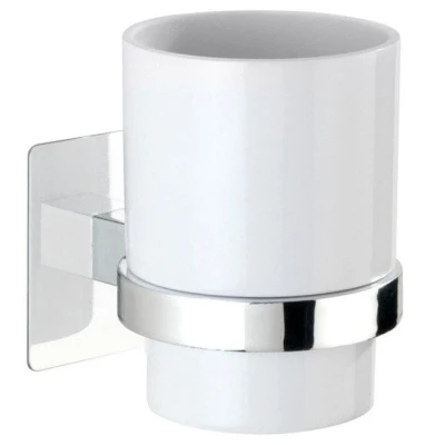 Imagen de Wenko Vaso para Cepillo de Dientes Turbo Loc® Quadro Montaje en Pared Cromo