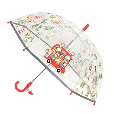 Imagen de SMARTBULLE Paraguas burbuja transparente para niños Borde fluorescente : A prueba de viento; Diámetro=71cm; Apertura manual; niña y niño; Estampado: ANIMALES