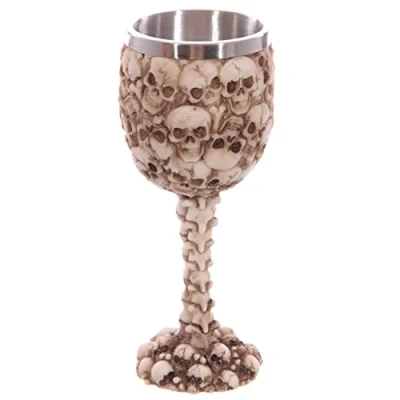 Imagen de Puckator Copa decorativa de calaveras y espinas temática huesos Decoración del hogar vino Accesorios decorativos fantasía para el Acero inoxidable Resina