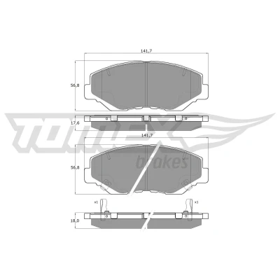 Imagen de TOMEX brakes TX 15 58 Juego de pastillas freno Eje delantero con avisador acústico desgaste HONDA: Accord 7 Limousine, CIVIC 10, CR V 4