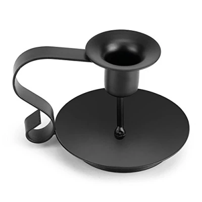 Imagen de Candelero Forma cónica Cono de Hierro Retro Candelabro Hecho a Mano pie Decoración la Cena con Velas en casa Una Cabeza Asa Palmatorias para