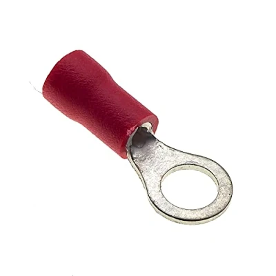 Imagen de Terminal De Anillo Paquete 100, Rojo, 5mm, 25A, 22 16 AWG Conectores Termorretráctil, Cobre Estañado, Terminales Cable Aislado