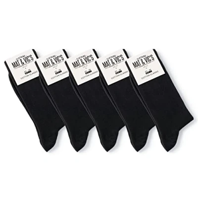 Imagen de Mat &amp; Vic’s Calcetines Clásicos de Vestir para Hombre y Mujer, Algodón, Certificado Oeko Tex 100, cómodos (5 pares, Fun Colors azul navy amarillo verde rojo, UK 4 5.5 / EU 35 38)