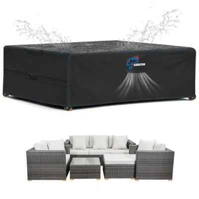 Imagen de SIRUITON Cubierta De Muebles Patio, Funda para Jardín, Impermeable, Resistente Al Viento, a Los Rayos UV, Oxford 420D Mesa Y Sillas (180x120x74cm)