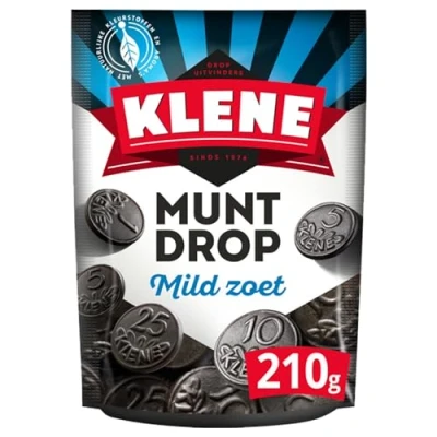 Imagen de Klene Muntdrop 210g I Regaliz de los Países Bajos holandés dulce suave