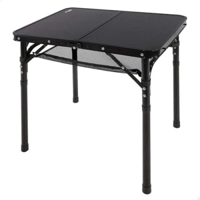 Imagen de AKTIVE Mesa Plegable pequeña, Negro, 60 x 45 27/56 cm, Altura Ajustable, Topes Antideslizantes, Soporta 30 kg, Asas Transporte, Incluye Red Auxiliar Desmontable, Playa, Jardín (63086)