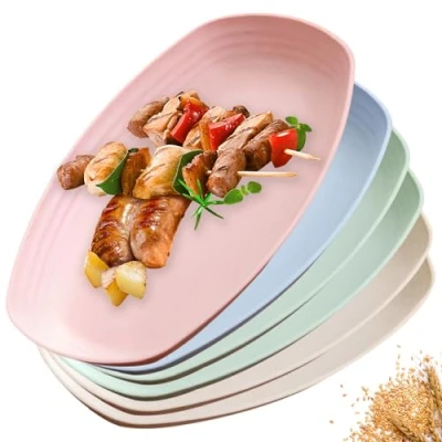 Imagen de Sporgo Juego de 6 platos hondos: 29,5 cm, llanos irrompibles, reutilizables, resistentes a roturas, para camping, niños, sin BPA, aptos microondas y lavavajillas, WLQ FLPH175 PZ
