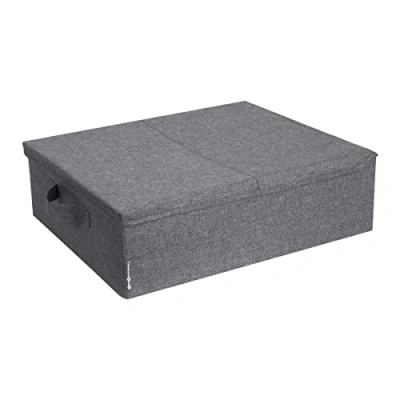 Imagen de Bigso Box of Sweden Caja de almacenaje grande para debajo la cama plegable con tapa y asas mantas, ropa, almohadas, juguetes más Organizador ropa poliéster cartón gris