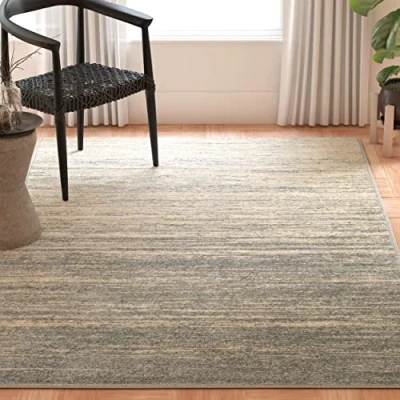 Imagen de Safavieh Alfombra Moderna para salón, Comedor, Dormitorio, colección Adirondack, Pelo Corto, Pizarra y Crema, 91 x 152 cm