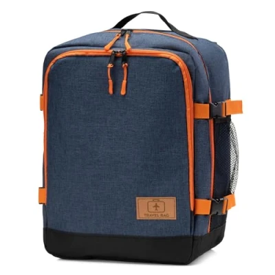 Imagen de Equipaje de Mano para la Maleta Mochila Tamaño 40x25x20 cm Multifuncional Ryanair Aprobado Transporte aéreo Todos los vuelos Naranja Azul [102]