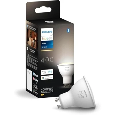 Imagen de Philips Hue bombilla Led Inteligente, Luz Cálida Regulable, Foco empotrable GU10, 4.2W 400 Lúmens, Compatible con Alexa y Google Home Pack de inteligente