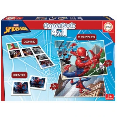 Imagen de Educa Superpack Spiderman Múltiples Posibilidades de Juego para Jugar Solo o acompañado Incluye Domino Identic y 2 Puzzles Mesa niños a Partir 3 años (19353)