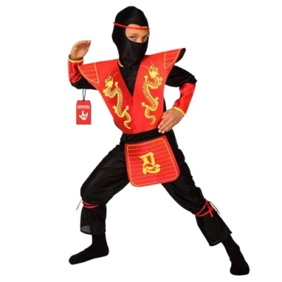 Imagen de Morph Disfraz Ninja Niño Rojo Y Negro, Disfraces Niños, Accesorios Niño, Traje Niña Ninja, Halloween Talla M