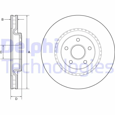 Imagen de DELPHI BG9213C Disco de freno 380 34 5 ventilado revestido altamente carbonizado sin cojinete rueda, anillo sensor ABS JEEP: GRAND CHEROKEE 4