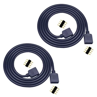 Imagen de LITAELEK 2pcs 5m Cable Alargador Tira LED RGB Strip Extension 4 Pines Extensión Cinta Extensor Banda Pin Conector para SMD 5050 3528 2835 Strip, Negro