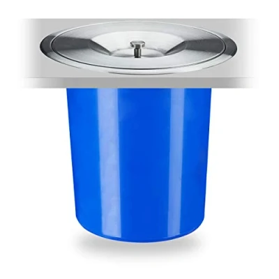 Imagen de Relaxdays Cubo de Basura Encimera, 5 L, Residuos Orgánicos, Tapa Acero Inoxidable, Papelera Empotrada, 23x24 cm, Azul, 23 x 24 cm