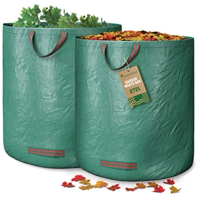 Imagen de GardenGloss® 2X Bolsas de Basura Jardín con Asas 272L Gran Capacidad Estables a los Rayos UV y Repelentes al Agua Sacos Reutilizables