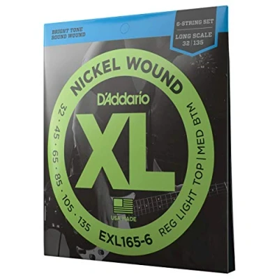 Imagen de D&#039;Addario Cuerdas Bajo Electrico EXL165 6, Custom Light, 32 135 (6 cuerdas), Escala larga
