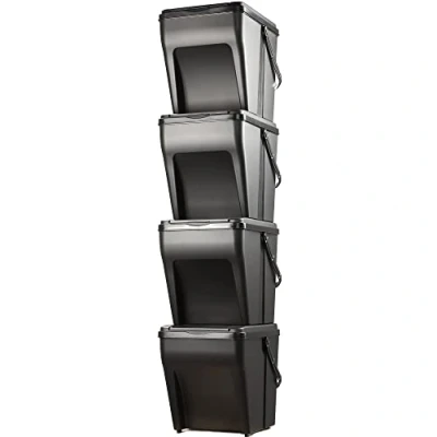 Imagen de KADAX Cubo de reciclaje modular plástico para la cocina y el cuarto baño, 4 unidades 25 l