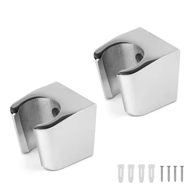 Imagen de 0XBIT Soporte de Ducha, 2 Piezas Cabezal ducha aleación zinc plateado, para Montaje en Pared con tornillos, Compatible la mayoría cabezales