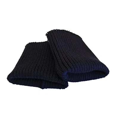 Imagen de USIT, Puños para Ropa en Malla Pesada, 8x9 cm, Ideal Reparar Chaquetas y Bombers, 1 Par, Azul Oscuro