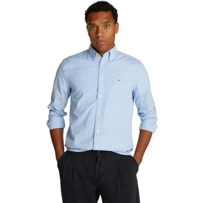 Imagen de Tommy Hilfiger FLEX Gingham Shirt Camisa, Hombre, Talla: XL, Sweet blue/optic white