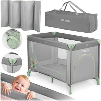 Imagen de Ricokids Cuna de Viaje, Plástico y Aluminio, Gris, Dziecięce, 4 Unidades