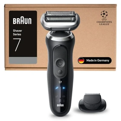 Imagen de Braun Afeitadora Eléctrica Hombre Series 7, Máquina De Afeitar Barba En Seco Y Mojado, 3 Modos Afeitado, 60 Min Uso, Recortadora Precisión, Estuche Viaje, 72 N1200SI, Negro