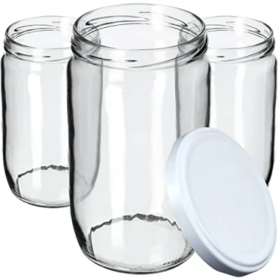 Imagen de KADAX tarros de cristal para conservas, 720 ml, conservas con tapa rosca, mermelada, conserva, redondos (blanco/8 unidades)