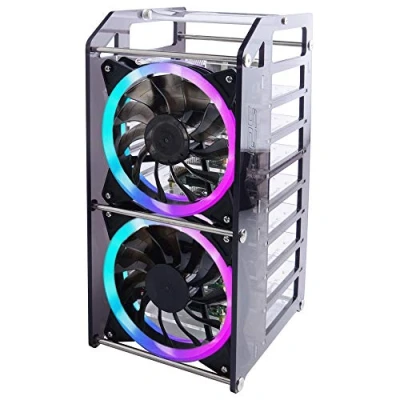 Imagen de GeeekPi Raspberry Pi Cluster Caja, Rack Case Caja apilable con ventilador 120mm RGB LED 5V Fan para 4B / 3B + 2B B y Jetson Nano (8 capas)