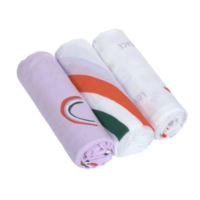 Imagen de Lässig Puck Manta de bebé Tela Gasa Juego 3 Piezas algodón 80 x cm/Heavenly Soft Swaddle L Happy Rascals Lavender