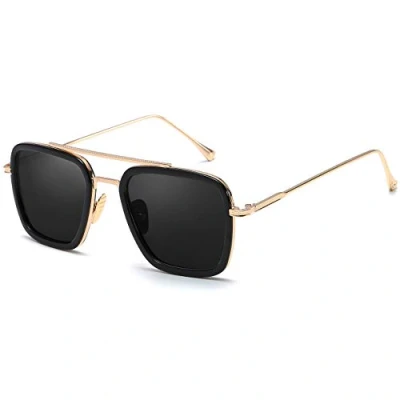 Imagen de SHEEN KELLY Gafas de sol retro cuadradas Tony Stark con montura metal para hombres Mujeres Downey Tamaño 1: 1