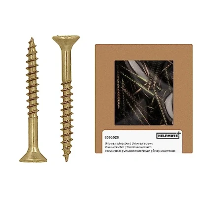 Imagen de HELPMATE Tornillos universales de cabeza avellanada 4,0 x 35 amarillo pasivado Pack 250 para madera con accionamiento en T y rosca parcial aglomerado uso