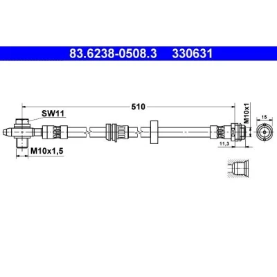Imagen de ATE 83.6238 0508.3 Latiguillos de Freno 505 M10x1