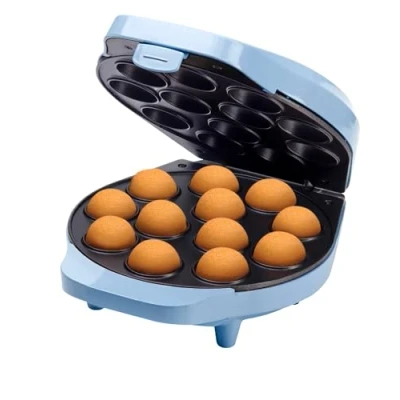 Imagen de Bestron Gofrera para Cake Pop&#039;s en Diseño Retro, Pop Maker incl. Butler, Tenedor &amp; 12 Sticks, con recubrimiento antiadherente, Colección Sweet Dreams, Color: azul