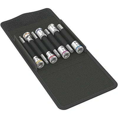 Imagen de Wera 05003180001 8740 B HF 1 Juego de vasos punta Zyklop, arrastre 3/8“, con función retención para tornillos hexágono interior, 7 piezas, 3/8&quot;, piezas