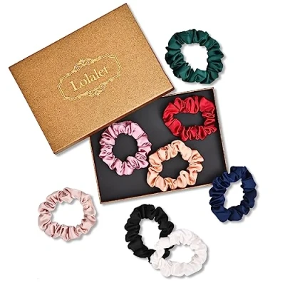 Imagen de Lolalet 8 Scrunchies para Pelo, Coleteros Suaves Cabello Goma de Pelo Lazos Elásticos Colores Mujer y Chica D