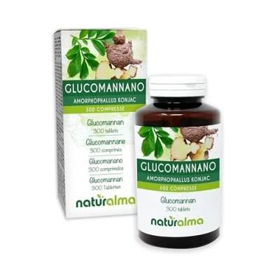 Imagen de Glucomanano (Amorphophallus konjac) raíces Naturalma 150 g 300 comprimidos Complemento alimenticio Natural y Vegano
