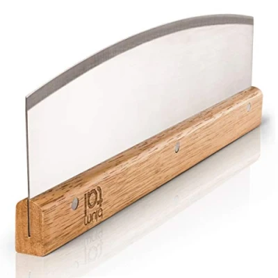Imagen de Blumtal Cortador de Pizza Oscilante Corta con Dual Mango Madera Cuchilla Acero Inoxidable Tapa Protectora