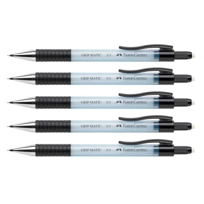Imagen de FABER CASTELL 205203 Portaminas Grip Matic azul cielo, 5 unidades, dureza B, mina 0.5 mm, incluye goma de borrar