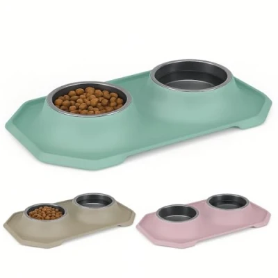 Imagen de Comedero Perro y Gato Doble Cuencos Comederos para Perros Gatos Hechos en España con Materiales 100% Reciclados Platos Bebederos Agua Comida 2 Udsx500ml Mascotas Pequeños o Medianos