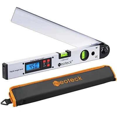 Imagen de Neoteck Buscador de Ángulo Digital 400mm/16inch 0 225 Transportador con Bolsa Portátil Nivel Pantalla LCD Retroiluminada para Industriales, Renovación