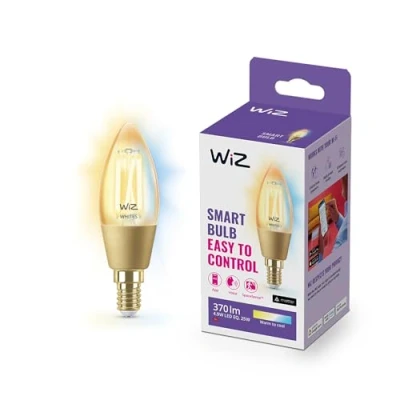 Imagen de WiZ Bombilla inteligente Filamento LED Wi Fi, 4,8w (Eq. 25w) E14 tipo vela, Luz Blanca Cálida a Fría Regulable, con tecnología SpaceSense y compatible Alexa Google Home