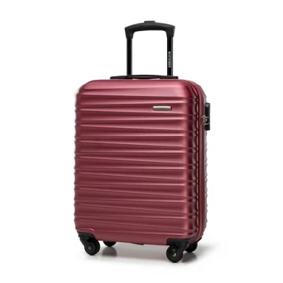 Imagen de WITTCHEN Maleta Equipaje de Mano Cabina pequeña Trolley ABS Carcasa rígida con 4 Ruedas giratorias Cerradura combinación asa telescópica Groove Line marrón castaño