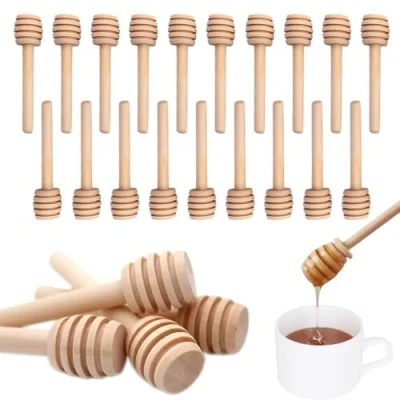 Imagen de Kuyi 25 PCS Cucharas para la Miel Varillas de Mini Peine Cucharaditas Palo 8 cm Varilla Agitación Dispensar Recoger Fiesta Boda Favores Bautizo (fengmibang8cm)