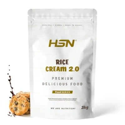 Imagen de HSN Crema de Arroz 2.0 Chocolate Galletas 3Kg=100 Tomas por Envase Sin Azúcares Añadidos 100% Carbohidratos Puros Textura Extra Fina y Cremosa Ideal Rice Porridge No GMO, Vegana, Gluten